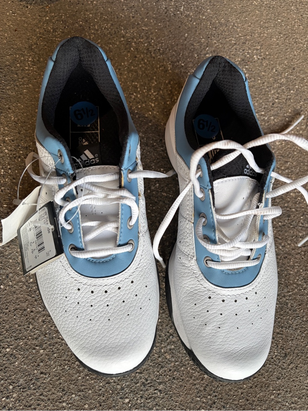 adidas White and Light Blue Women’s Golf/Trainer Shoes